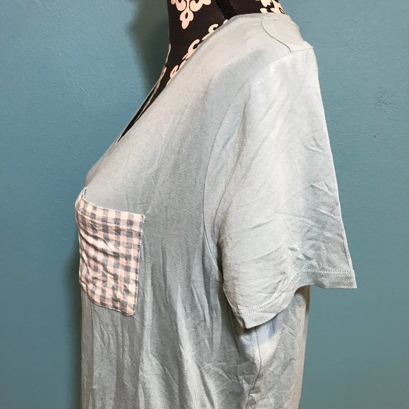 Maurices NWT Light Blue Sleep Shirt Plaid Pocket Detail Medium M NEW Casual Home - Picture 4 of 10